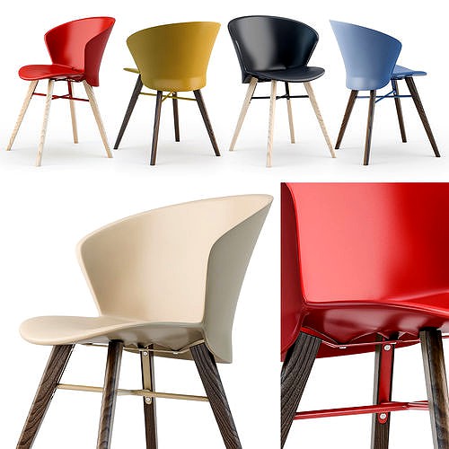 Calligaris Bahia wood chair 3d model