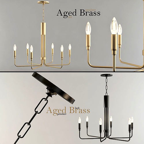 Brigitte 6 Light 25  Aged Brass Pendant