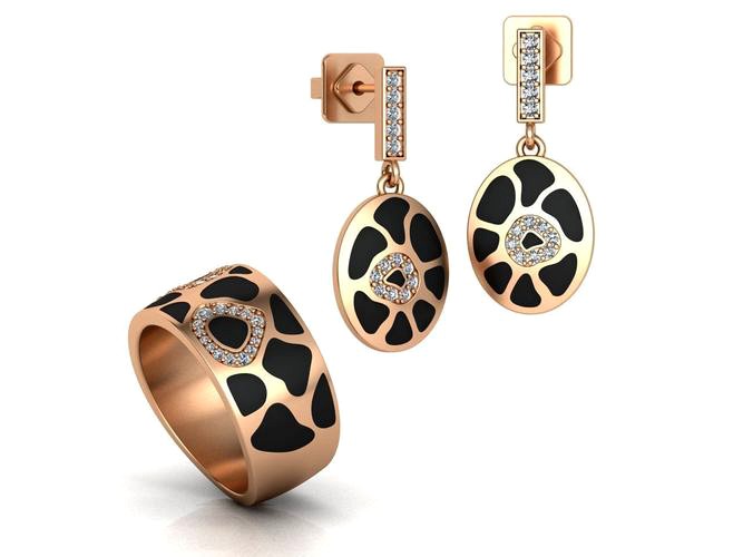 Leopard ring and earrings set | 3D