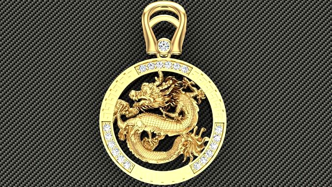 Dragon Pendant modern diamond jewelry | 3D