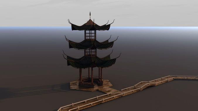 Japanese tower pagoda model