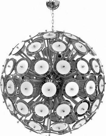 Italian White Murano Glass Disco Sputnik chandelier