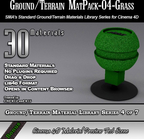 Standard Ground/Terrain MatPack-04-Grass for C4D