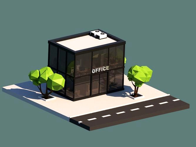 Cartoon Low Poly Office Building