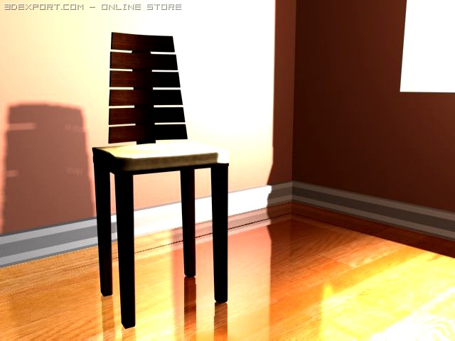 Wood and leather chair 3D Model