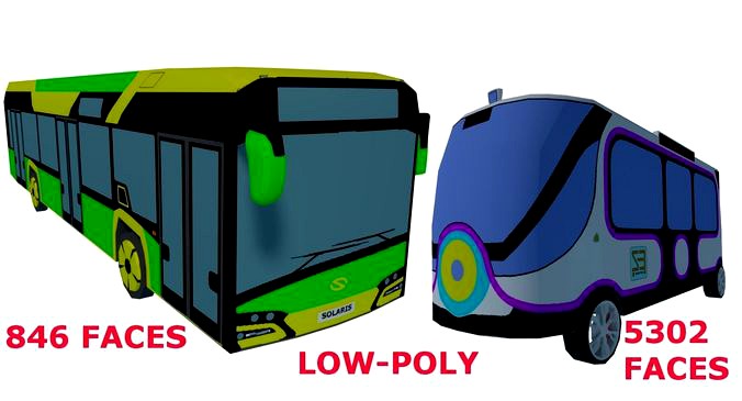 Buses collection LOW-POLY