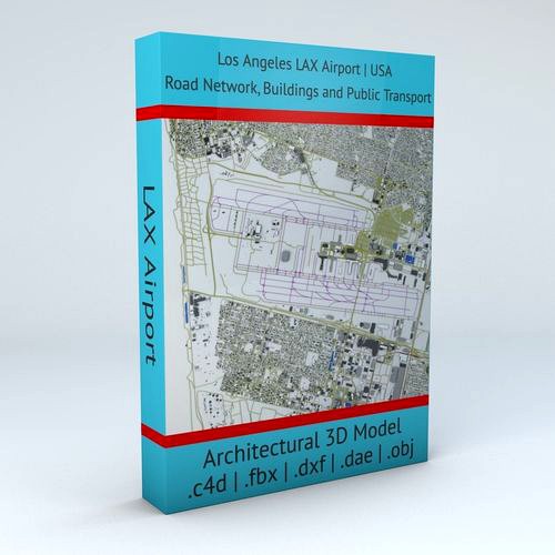 Los Angeles LAX Airport Roads Buildings Public Transport Lines
