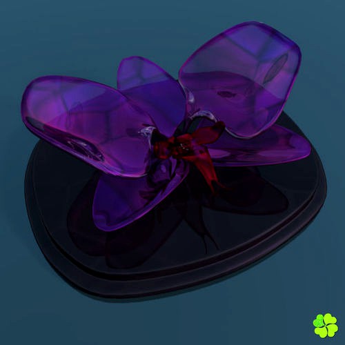 Orchid glass sculpture low poly