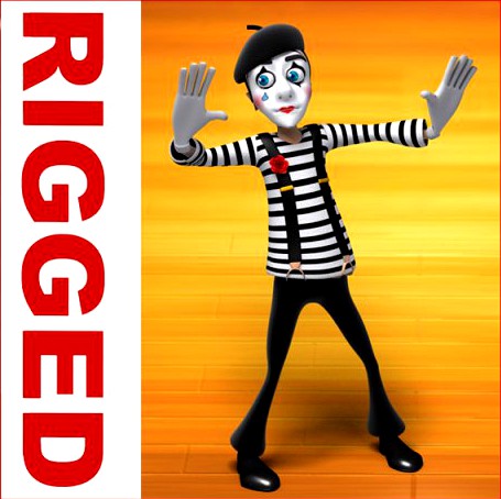 Mime cartoon rigged 3D Model