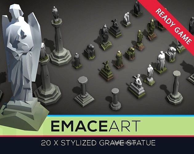 Low Poly Cemetery Statue Kit with LODs