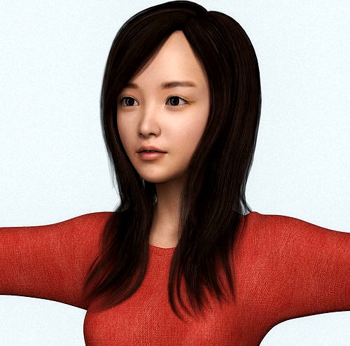 Realistic Beautiful Japanese Cute Girl With Cloth 3d Model