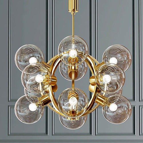 Atomic Gold Glass Sputnik Chandelier