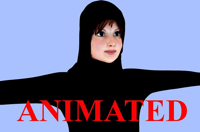 Arab Muslim Woman Hijab Rigged Animated 3d Model