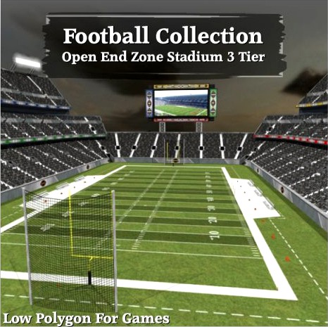 Football Collection Open End Zone Stadium 3 Tier 3D Model