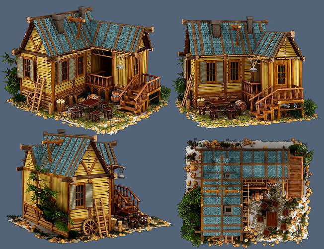 old shack in the wild west 3D model