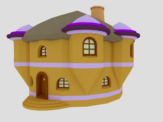 LOW POLY MEDIEVEL HOUSE 3  MANSION MODEL CARTOON STYLE