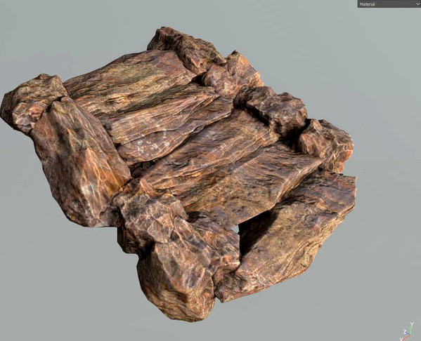 Low poly Stair Brown Rock Modular r7
