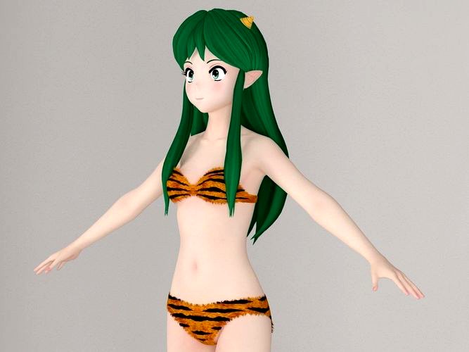 T pose nonrigged model of Lum anime girl