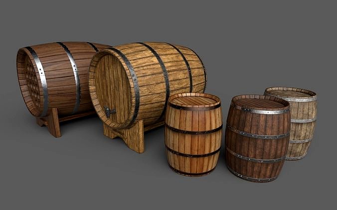 Old Decorative Wine Barrels PBR