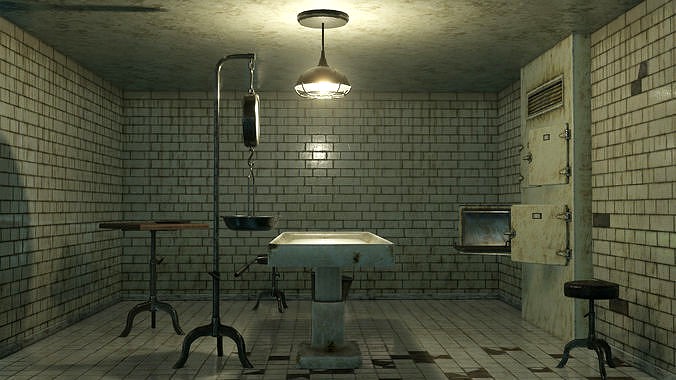 Low Poly Vintage Modular Morgue With PBR Materials