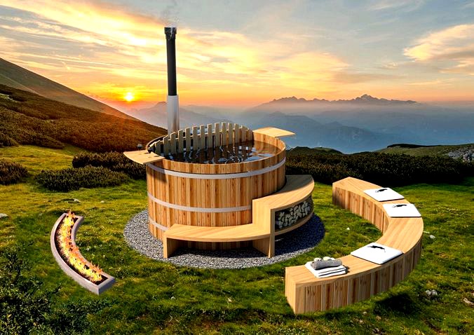hot tube with glamping unit 3d model