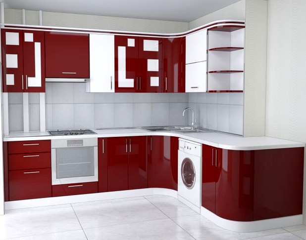 Kitchen Red White 3D Model