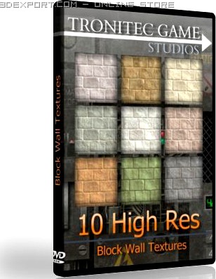 10 High Res Block Wall Textures 3D Model