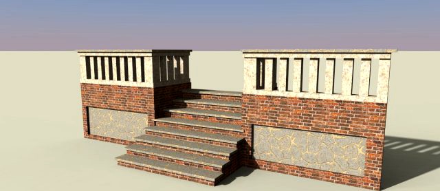 Brick stairs 3D Model