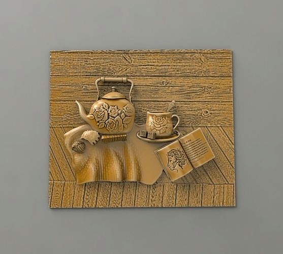 mural painting tea still life | 3D