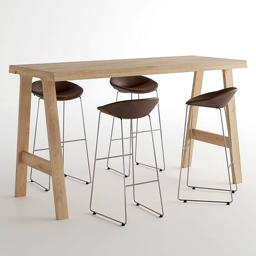 Montis Doble Table and MIck Bar Stool High