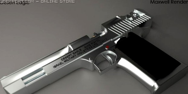 Desert Eagle Pistol with Attachments 3D Model
