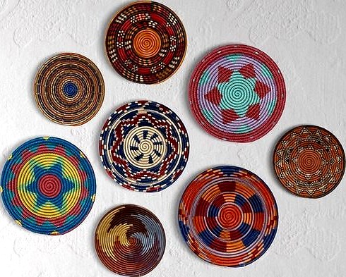 Wicker African wall baskets