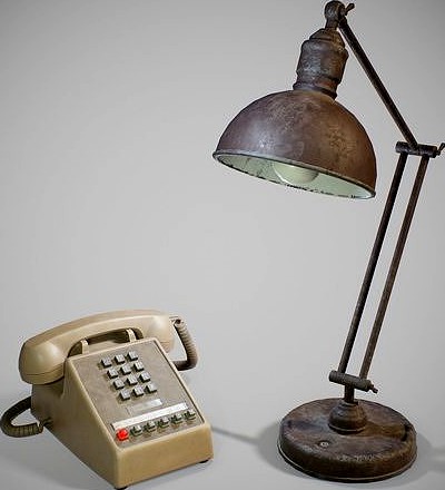 PBR Old Desk Lamp and Phone