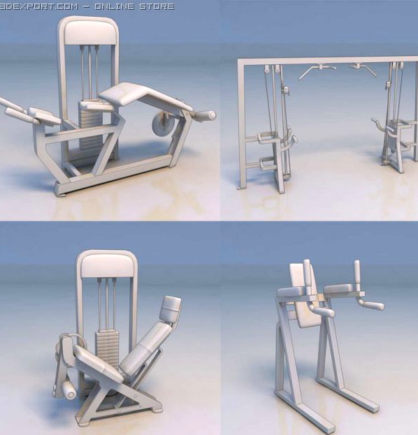 Gym fitness equipment 3D Model