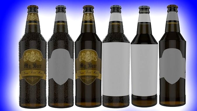 Beer Bottle with Beer and Condensation v03