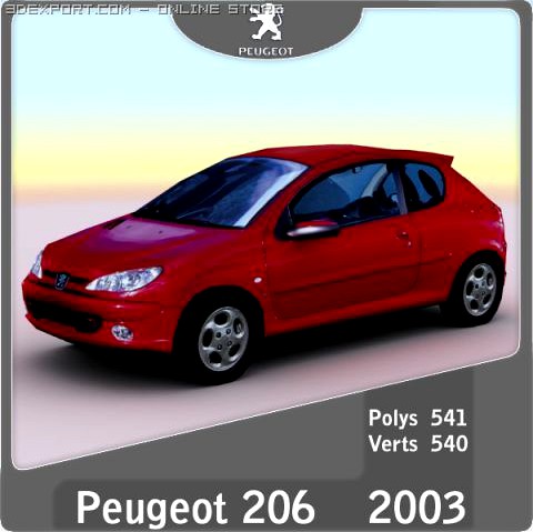 2003 Peugeot 206 3D Model