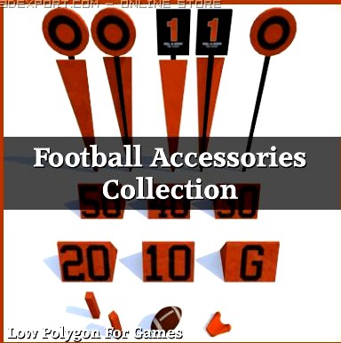 Low Polygon Football Accessories Collection 3D Model
