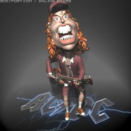 Angus Young 3D character toon 3D Model