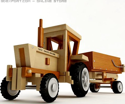 Toy Tractor and Trailer 3D Model