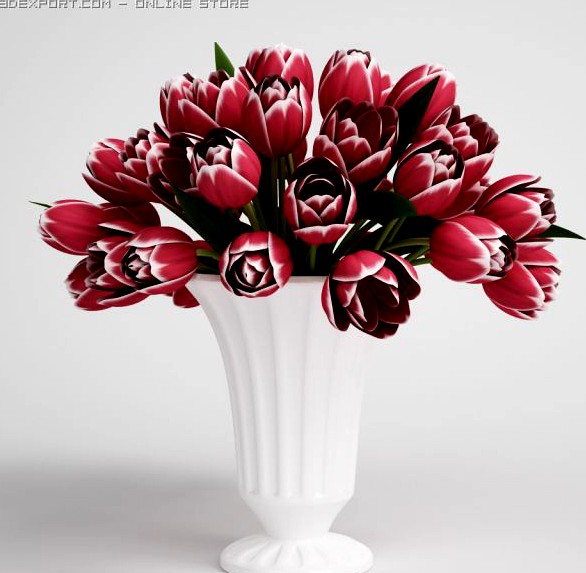 Tulip Bouquet in Vase CGAxis models 006 16 3D Model
