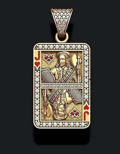 Heart Jack playing card pendant | 3D