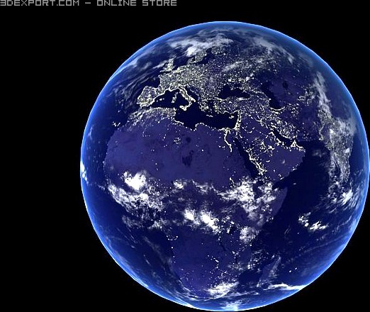 High Quality Earth Over The Night 3D Model