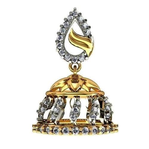 Diamond Jhumki Earrings For Ladies | 3D