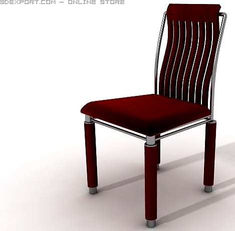 Red wood and plush chair 3D Model