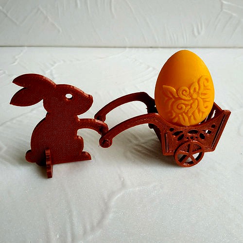 Easter bunny with a handcart | 3D