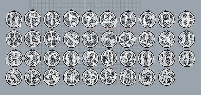 Armenian Letters Pendants | 3D