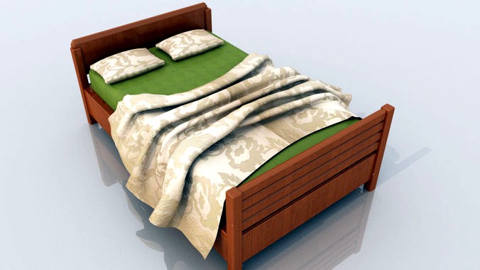Bed with pillow and bed sheet