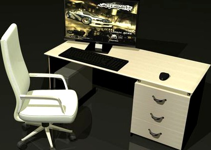 computer desk chair and computer