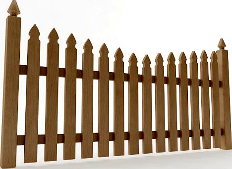 Gothic Spaced Picket Fence 3D Model