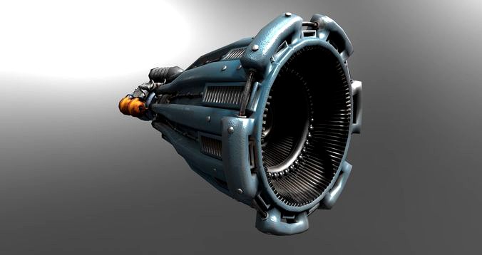 Low-poly old rocket engine